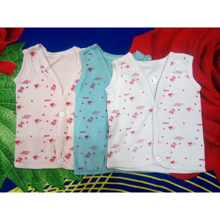 High Quality Pack Of 3 Pieces Newborn Inner Sleeveless Vest Banyan Front Button Open - Born Baby For 0-3 Months 3-6 Months 6-9 Months New Born Baby 0 Size Shirt for summer Clothing Infant vest inner Banyan