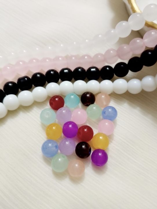 100pcs Glossy Round 8mm Craft Beads – Round Stones for Jewelry, Sewing & DIY Decoration