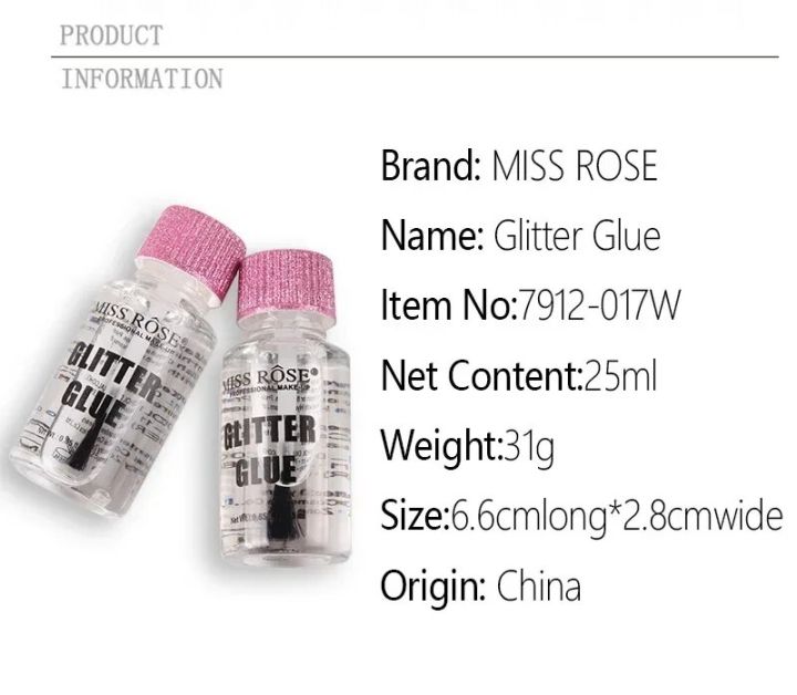 Miss Rose Makeup Face Body Fix Gel Loose Eyeshadow Primer Glue For Glitter Eye Shadow io 0.85oz/25ml