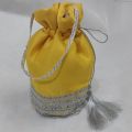 traditional potli gol bag clutch with silver lace. 