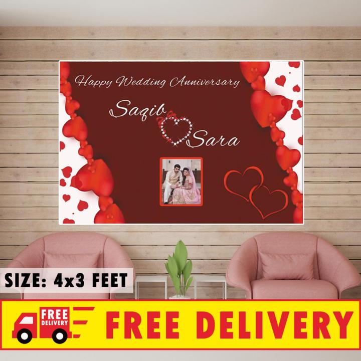 Wedding Anniversary Party Backdrop Printed On Panaflex