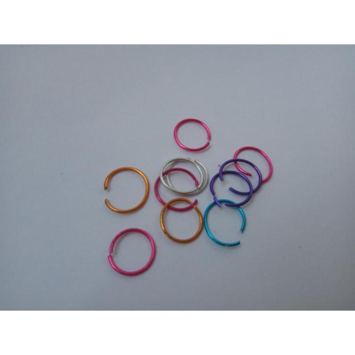 8mm simple Multi Color/ Black/selvar nose rings for girls Pack of 6