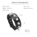 Gothic Spike Bracelet Black Wide PU Leather Bracelet for Women Men Girl Cuff Bangle Studded Wristband Unisex Jewelry. 