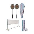 Pack of 9 - Badminton Set - Multicolour pair of racket 6 shuttle with net included. 
