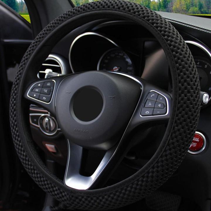 Car Steering Wheel Cover Breathable Anti-Slip Steering Covers Automobile Steering Wheel Protection Decoration Black Color