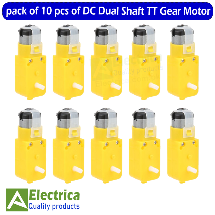 10Pcs Doble Shaft 5v Yellow TT Motor DC Gear Motor for DIY Projects By Electrica