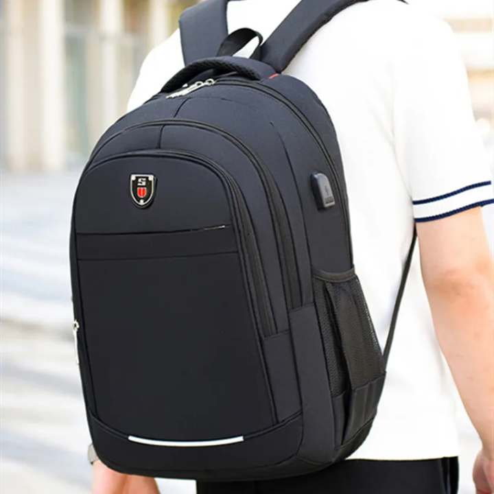 Mens Laptop Rucksack 17-17.3 Inch with Multi Compartments,Smart Canvas Backpack USB Charging Port for Business Work School