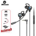 Wiresto Gaming Earphones Handsfree In Ear Headphones pubg Wired Earphones Earbuds Headset Noise Cancelling Stereo Computer Gamer Headphones with Dual Mic for Mobile Phone PS4 New Xbox One Free Case. 
