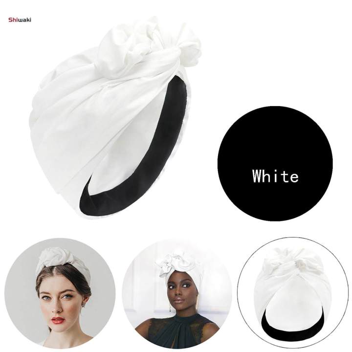 Woman Head Turban Hat Head Wrap Soft Breathable Accessory Multifunction White