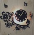 Flower Shaped Wooden Wall Clock 24 Inch Quartz Movement MDF Material Laser Cut Design. 