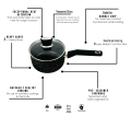Stone Marble Coated Saucepan with Glass Lid – 16cm, 18cm, 20cm – 3 Layer Non-Stick. 