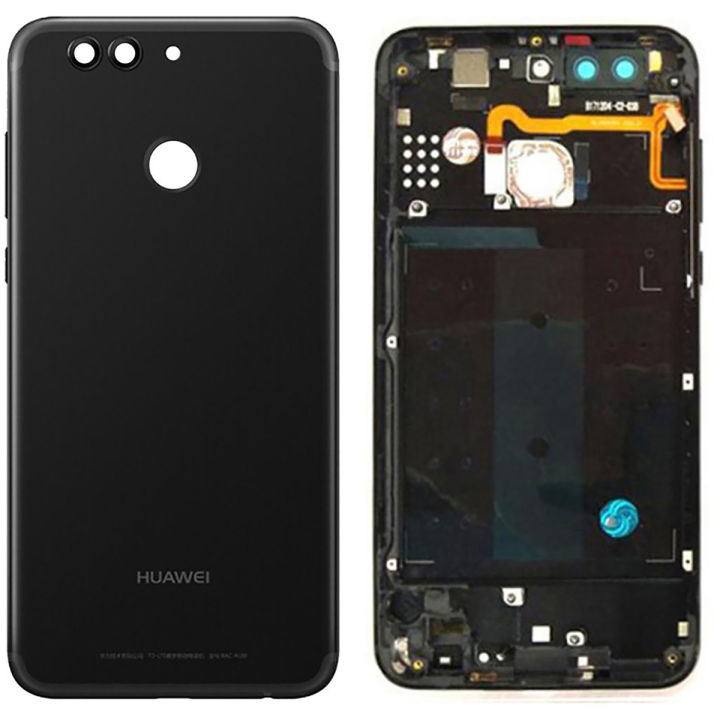 Huawei Nova 2 Plus Middle Frame Housing with Power Volume Buttons & Camera Lens Complete Body Casing Replacement Nova 2 Plus - Black