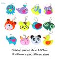 12 Pieces Cartoon Animals Kids Sewing Kit Educational Toys for Halloween. 