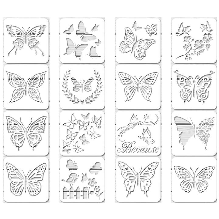 16Pcs Reusable Butterfly Stencils Butterfly Template Art Painting