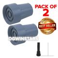 Walking Stick Rubber Cane Tips, Extra Stability, Non-Slip Grip Pack of 2 Cane Tip Replacement Reinforced Rubber Metal Inserts Crutch Feet Tips Durable Extra Stability Heavy Duty Fits Most Canes. 