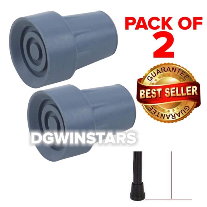 Walking Stick Rubber Cane Tips, Extra Stability, Non-Slip Grip Pack of 2 Cane Tip Replacement Reinforced Rubber Metal Inserts Crutch Feet Tips Durable Extra Stability Heavy Duty Fits Most Canes