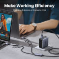 UGREEN 100W Double Type C 2-in-1 Fast Charging Cable  5A Space Gray Aluminum Shell Braided Data Cable E-Marker for iPhone 15 Series Samsung S24 S23 Ultra iPad Pro Macbook Switch. 