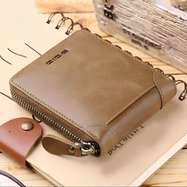 PU Leather Wallets for Men with coin pocket and zipper,Slim Purses Business Money Credit ID Cards Holders Vintage Protection Capacity Bags