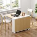 Clever-Space saving folding dining table-, White  Extendable Table with Cabinets, Home Kitchen Furniture Decor Lunch/Computer Desk Storage Rack, 55"L x 31.5"W, Chairs Not Include. 