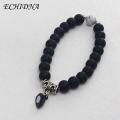 ECHIDNA Couple Bracelets Skin-touch Magnetic Heart Black White Couple Bracelets. 