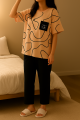 Sport wear Gym wear Suit Top soft Comfortable & Trendy 2 Piece Stylish Printed T-Shirt with Black Pants Women dress girls dress. 