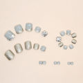 SUMMER JZJ 24 pcs Nail Art Patch Glitter Powder Simple White Edge French Toenail Fake Nail Patch Foot Wear Nails. 
