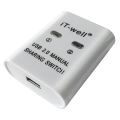 IT-Well USB Printer Sharing Device, 2 in 1 Out Printer Sharing Device, 2-Port Manual Kvm Switching Splitter Hub Converter White. 