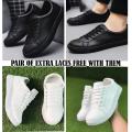 White sneakers, casual stylish sneakers, running shoes, joggers, fashion sneakers. 