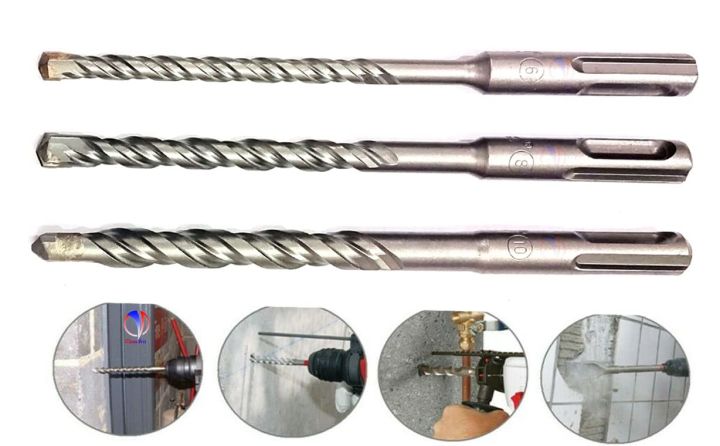3Pcs Set SDS Rotary Hammer Drill Bits Kit  Sizes 6,8,10mm and 160mm Long - Hilti Drill Verma