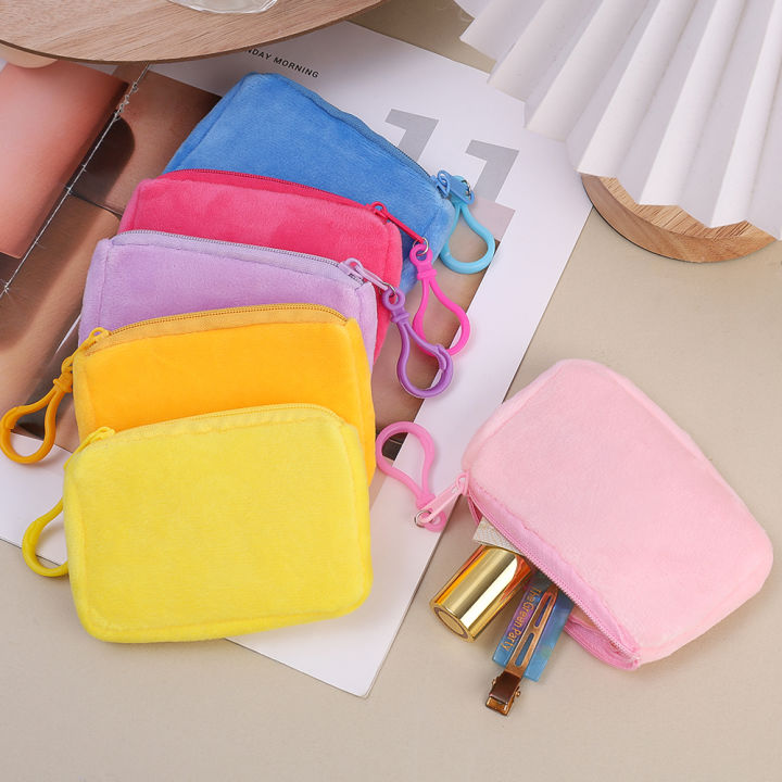 Mini Solid Color Square Coin Purse Portable Sanitary Napkin Storage Bag Korean Plush Kawaii Wallets Cute Purse Key Earphone Pouch 1Pcs Daraz.pk