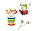 ZT - 6 Pcs Fancy Stainless Steel Cartoon Shape Fruit Fork Set with Stand. 