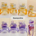 Imported Original Water Bottle Motion Bpa-Free Acrylic Water Bottle Perfect For School Kids And Active Females Customizable Sipper And 550ml Capacity Vibrant Colors And Playful Patterns Double Drinking Nozzle Design With Straw Moveable Transparent Caps. 