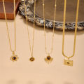 Wholesale Trendy Tiger Eye Stone Pendant Necklace Gold Plated Stainless Steel Brown Flower Necklace For Women Daily. 