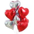 10 Pcs Red Silver Heart Balloons for Wedding Decoration, 18 inch size Premium Quality, Wedding Anniversary, Bridal Shower, Birthday, Baby Shower Party Decorations. 