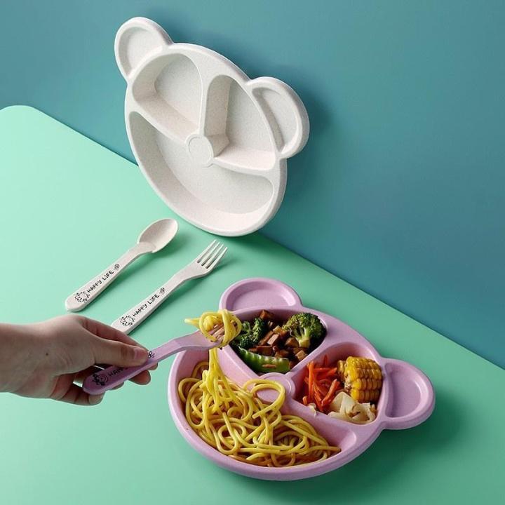 5Pcs%20Dinner%20Plate%20Wheat%20Straw%20Tableware%20Cartoon%20Bear%20Children%20Dishes%20Kids%20Dinner%20Plate%20Baby%20Eating%20Anti-hot%20Training%20Dinnerware%20Set%20-%20Image%204