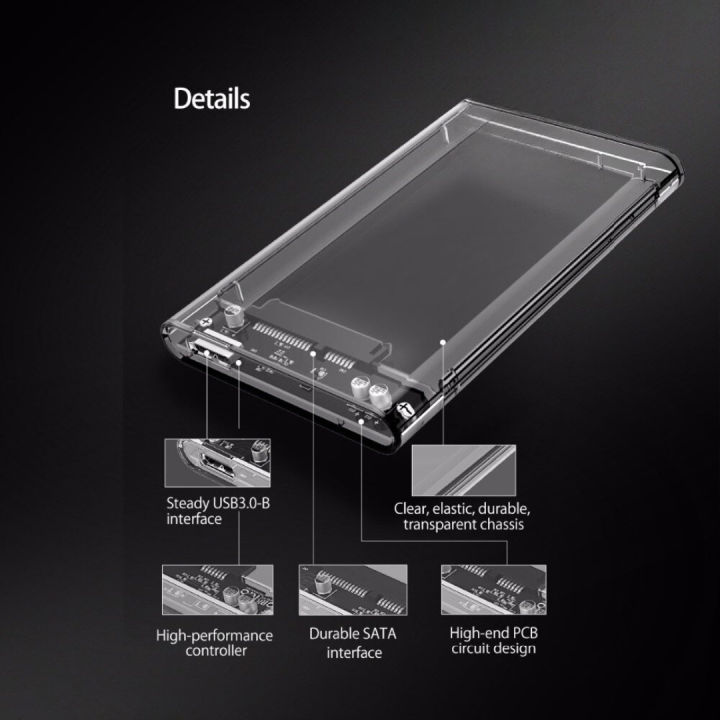 Speed-X%20HD-2025U3%202.5-Inch%20External%20Hard%20Drive%20Enclosure%20with%20USB%203.0%20Interface,%20Transparent%20Crystal%20Case%20for%20SATA%20HDD%20-%20Image%202