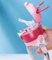 Sipper Bottle For Kids 600ml with Straws Strap & Strickers BPA Free Leakproof Children Sippers Plastic Water Bottles For Kid/Girl/Boy. 