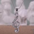 Music Note Treble Musical Symbol G Clef Statement Gold Color Stainless Steel Snake Chain Pendant For Woman Man. 