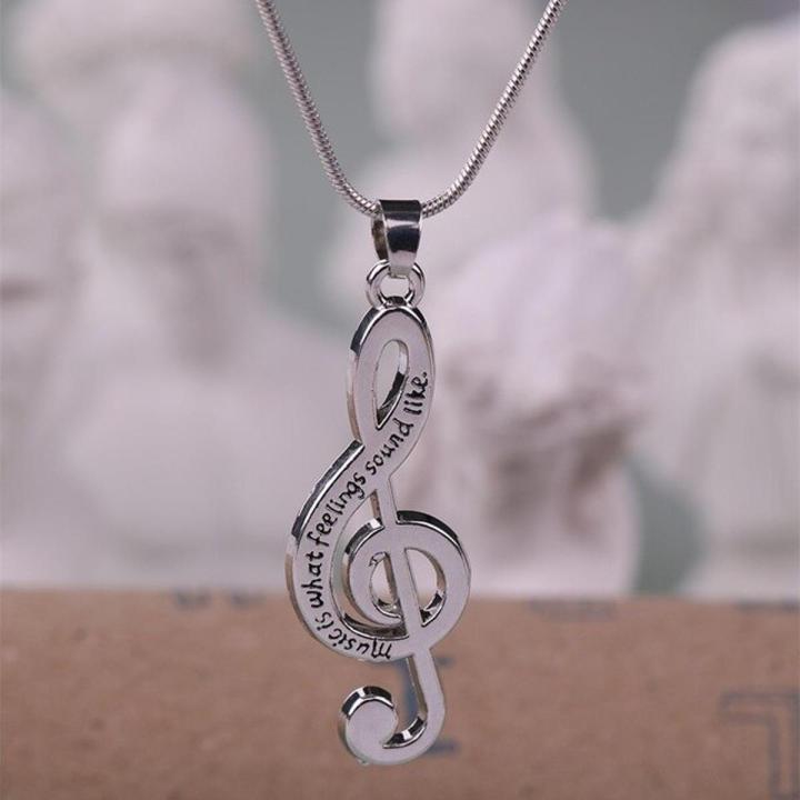 Music Note Treble Musical Symbol G Clef Statement Gold Color Stainless Steel Snake Chain Pendant For Woman Man