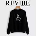 REVIBE - Pink Finger Heart Printed Sweatshirts For Women - Hoodies For Girls. 