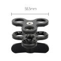 Ball Clamp 3 Holes Diving Lights Arm Ball Butterfly Clip Mount Bracket for Action Camera Flashlight Tripod,Black. 