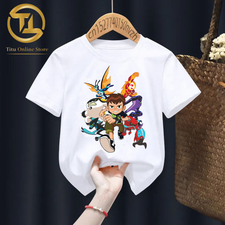 Customize Ben 10 Printed tshirt 100% Cotton Summer Wear White T shirt For Kids Boys And Girls At6