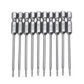 10pcs 1/4" Torx Screwdriver Bit Set Hex Security Magnetic Head Extra Long 75MM-TT6. 