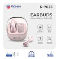 Ronin R-7025 TWS Earbuds, 13MM Driver & Bluetooth 5.3, Dual Tone (Black/Pink/White) Sleek Design, High Bass, Voice Assistant & 5-Hour Battery Life, up to 5 Hours Playtime, Clear Sound & Hands-Free Calls. 