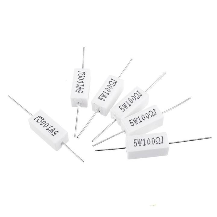 100 Pcs Ceramic Cement Resistor 5 Watt 100 Ω - 100 Ohm