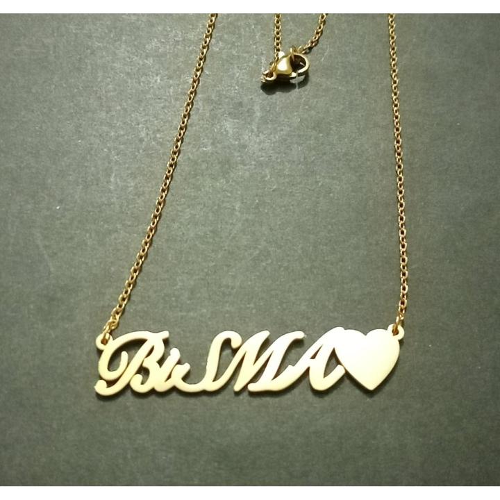 BISMA NAME NECKLACE PENDANT LOCKET ; STAINLESS STEEL