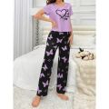 Sweet Dreams Collection: Soft & Cozy Women’s Nightwear Set – Heart & Butterfly Printed Pajamas. 