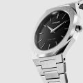 Ultra Thin Black Dial Stainless Steel Men's Watch Silver-tone A-UTB01. 