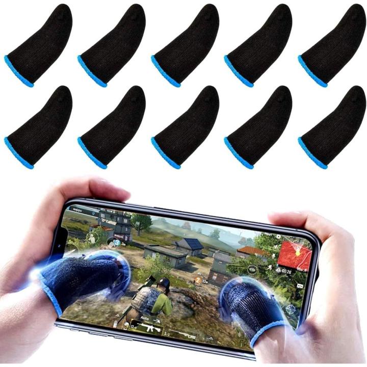 PUBG Mobile Finger Sleeve, Pack of 10 Finger Sleeves for Gaming, Anti-sweat Thumb Sleeves for Mobile Gaming, Breathable Pro Gaming Finger Gloves, Weightless Magnetic Touch Screen Finger Sleeves (Blue)