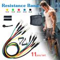 11 PCS Latex Resistance Band Set Yoga Pilates Abs Exercise Fitness Gym Workout Set With Elastic Tube, Door Anchor, Ankle Straps, And Handles For Weight Loss Or Stretch. 